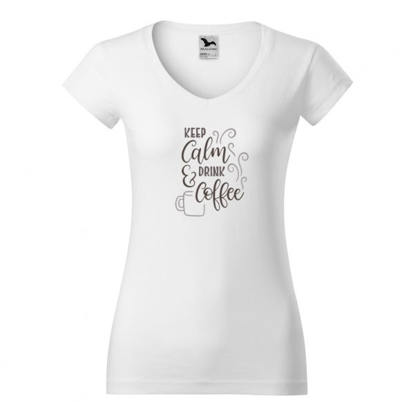 Tricouri personalizate cu mesaj keep calm & drink coffee