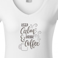 Tricouri personalizate cu mesaj keep calm & drink coffee