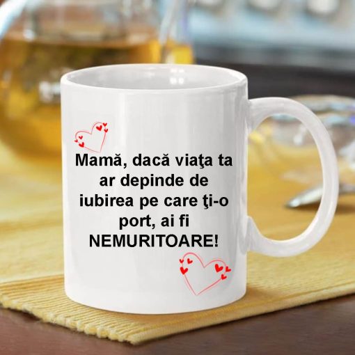 Cana personalizata cu mesaj mama, daca viata ta ar depinde